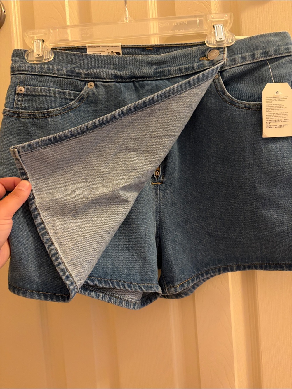 Denim Wrap Jean Shorts - Light Blue